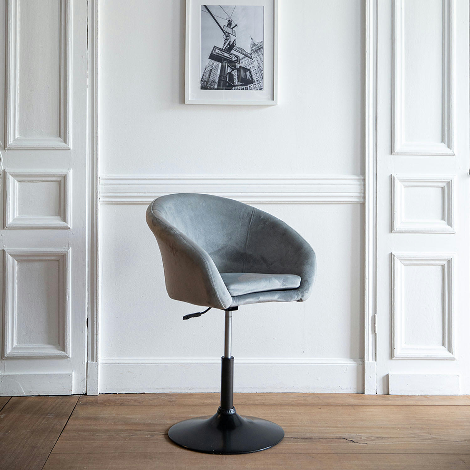 GABIN - Tabouret de bar réglable en velours gris