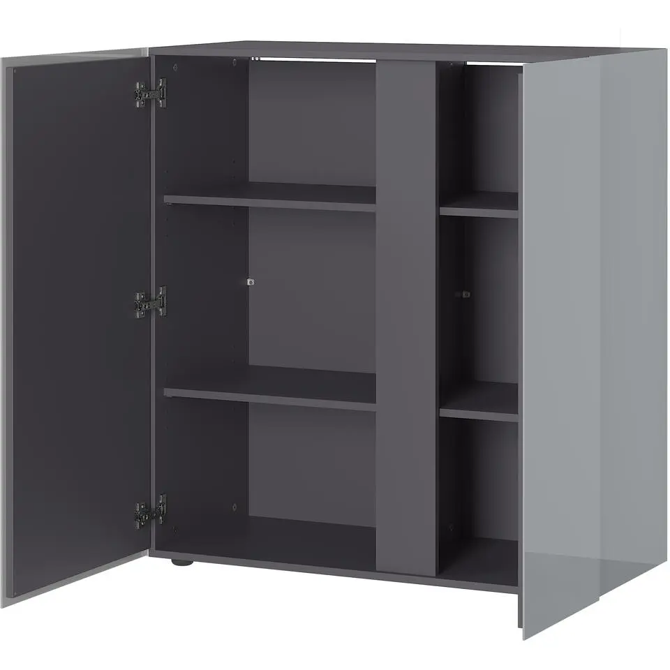 Commode Mussa 2 deuren 94 cm - grafiet/zilvergrijs