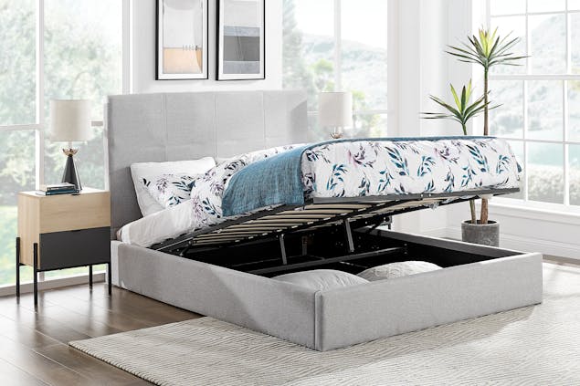 NNEKGE Antalya Gas Lift Bed - Light Grey