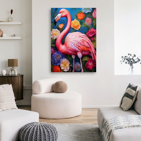Feeby Obraz na płótnie, Flaming Zwierzęta Kwiaty 40x60