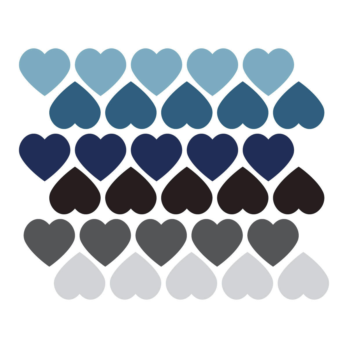 HEARTS1 - Stickers mureaux en vinyle coeurs bleu et gris