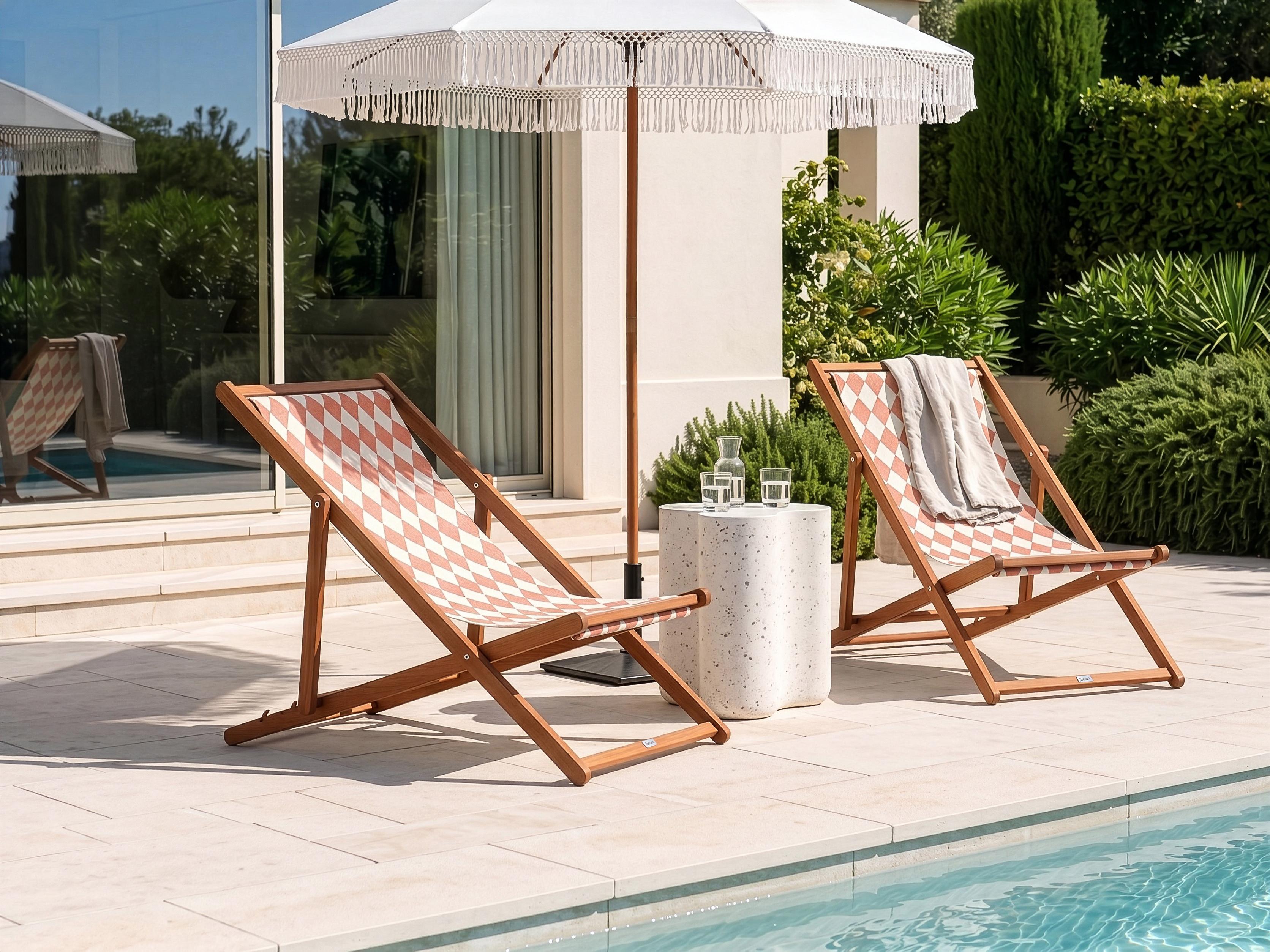 Set of 2 Sun Lounger Replacement Fabrics ANZIO/AVELLINO 113 x 44 cm Light Red