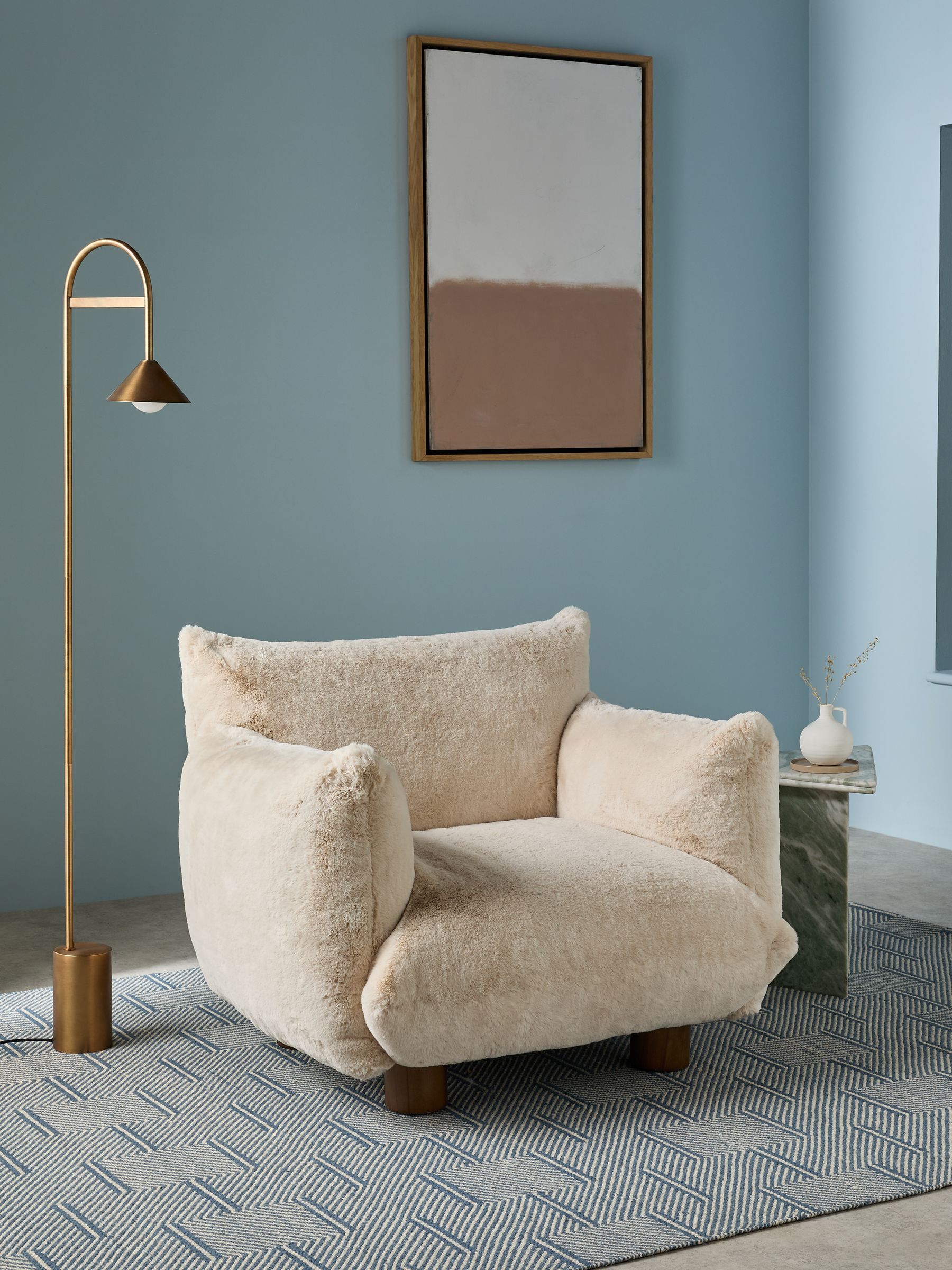 Jude Accent Chair in Taupe Brown Arctic Faux Fur