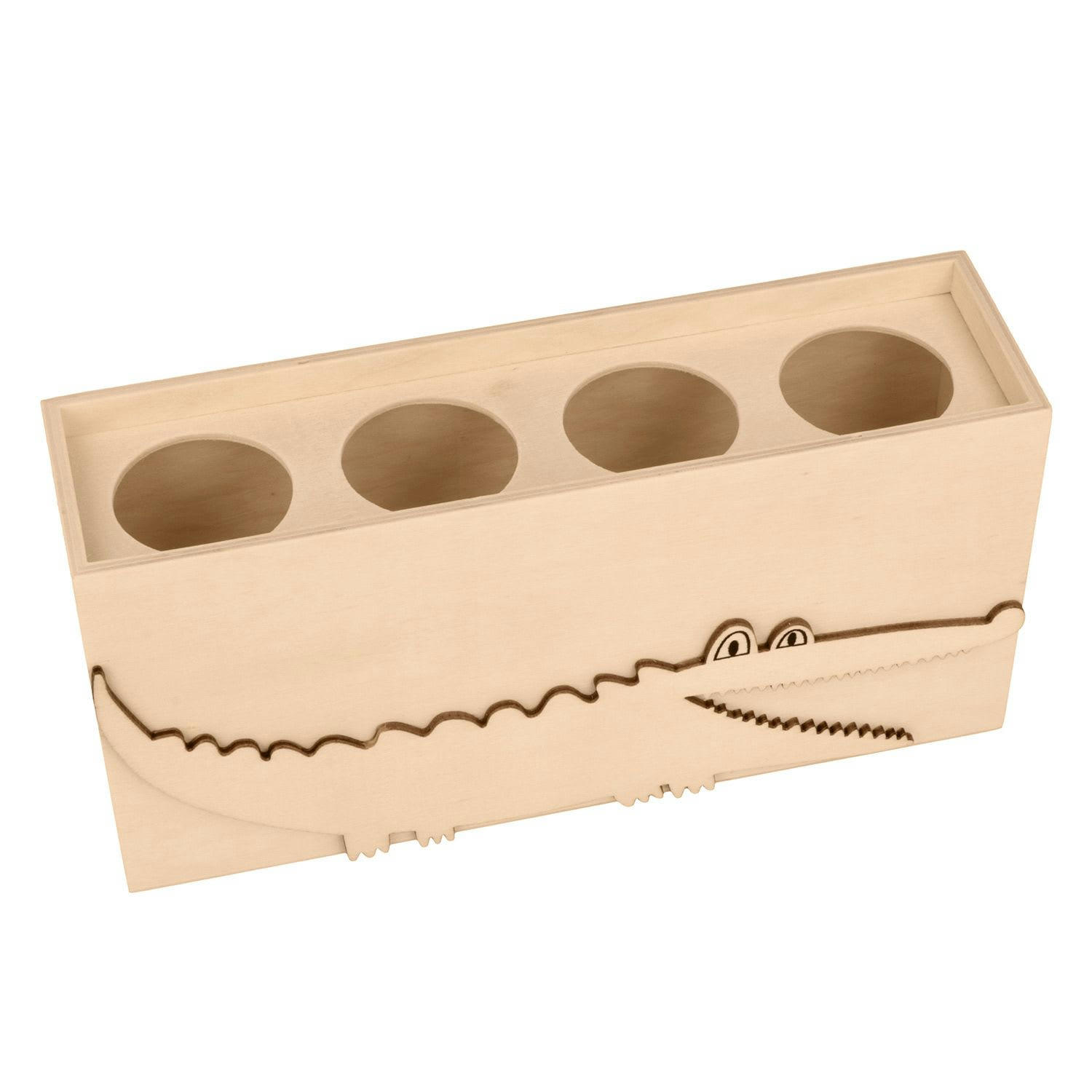 - Pot à crayon crocodile en bois