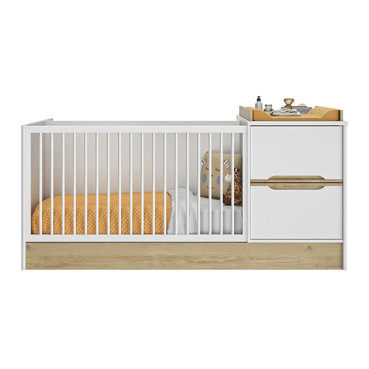 CELESTE - Lit combiné évolutif 70x140 en 90x200 blanc