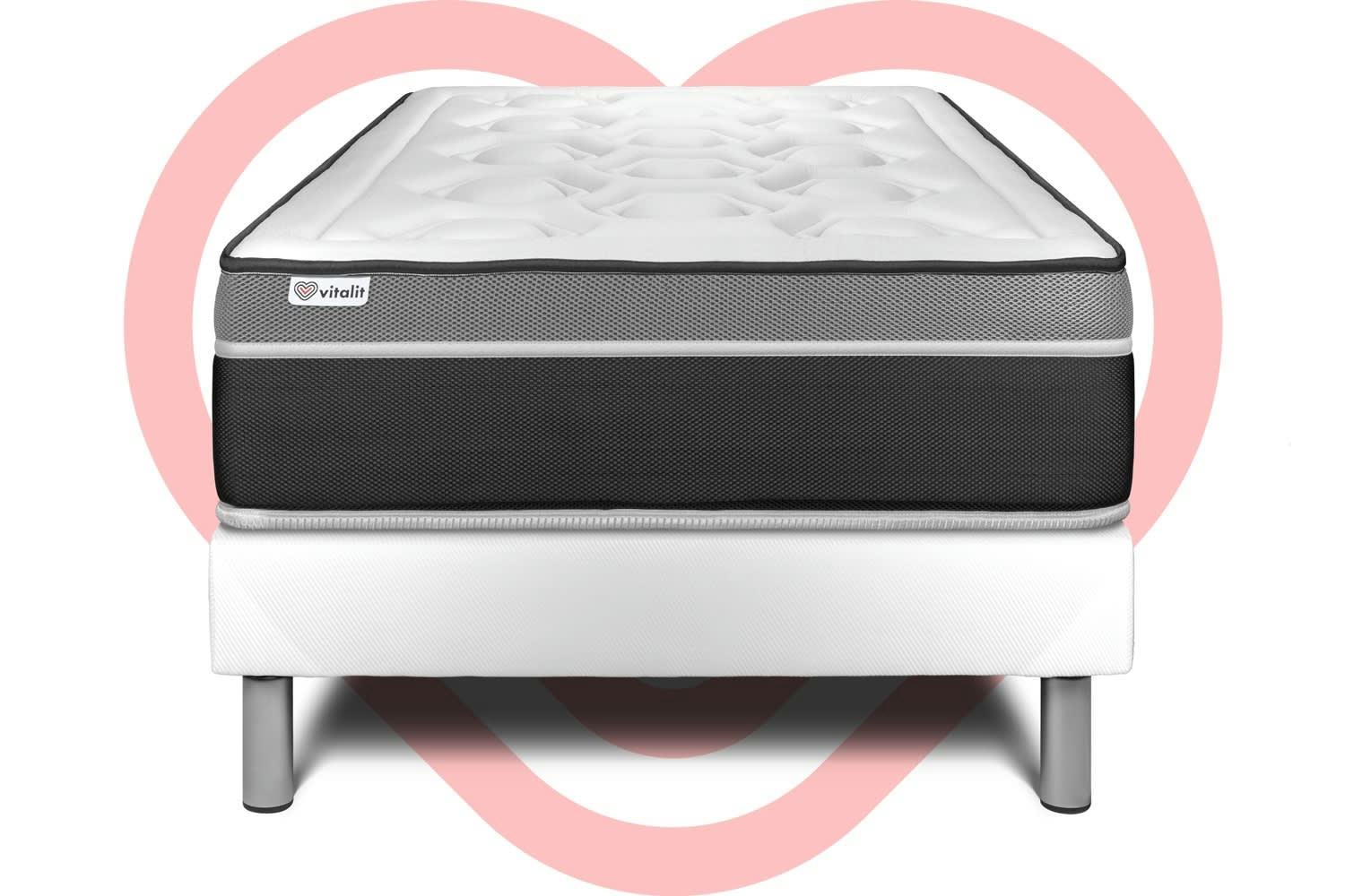 VITAL CARE - Ensemble Ressorts  et Mémoire de forme 90x200cm kit Blanc