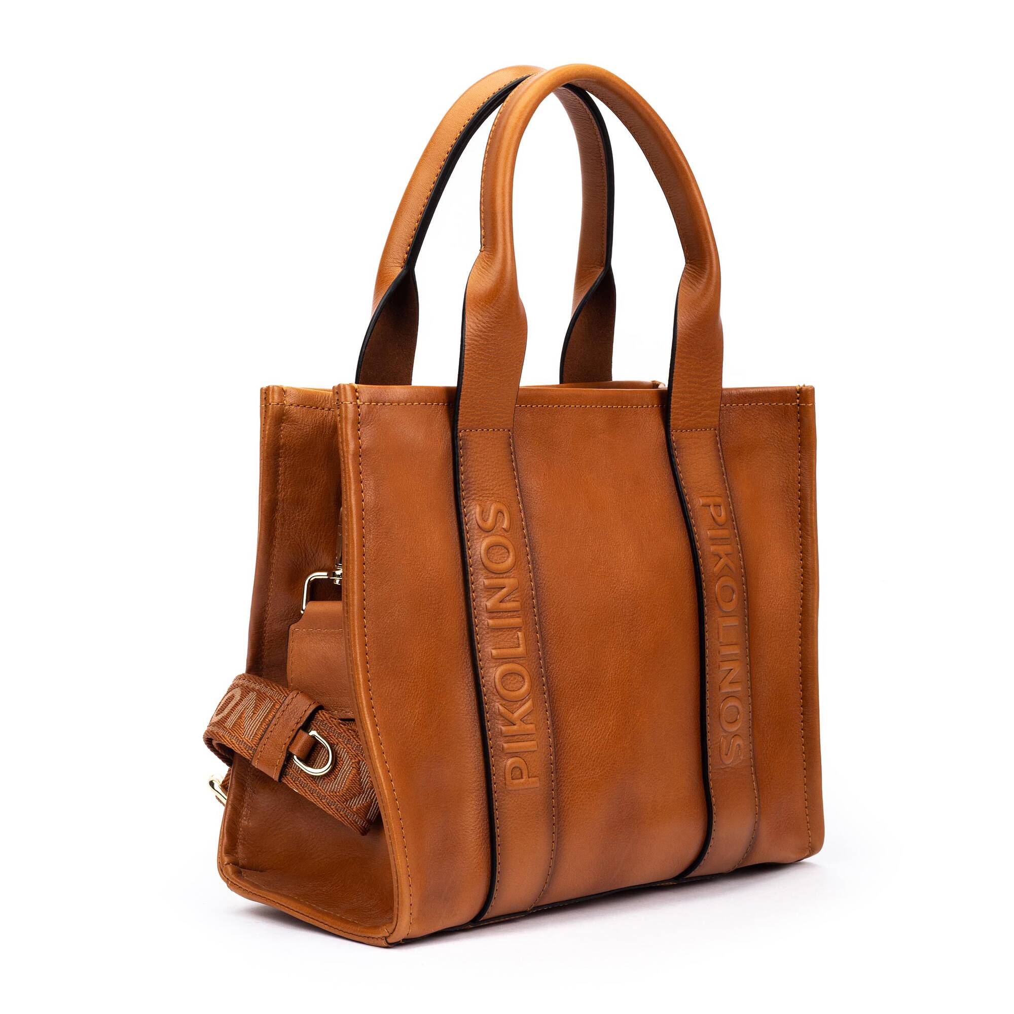 ALCUDIA - Bolso tote de piel con cinta multicolor para mujer