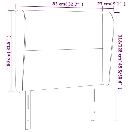 NNEVL Headboard with Ears Dark Grey 83x23x118/128 cm Fabric