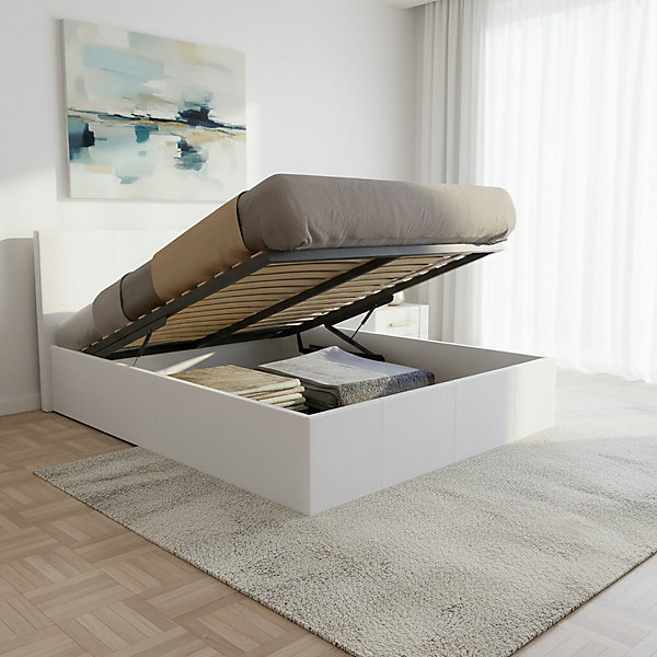 Lit coffre 160x200 BARCELONA   1 sommier / Blanc