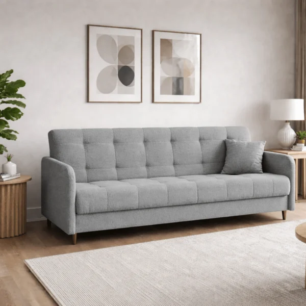 Wersalka Rozkładana Sofa Kanapa Z Funkcją Spania Teddy Baranek Szara TIVOLI