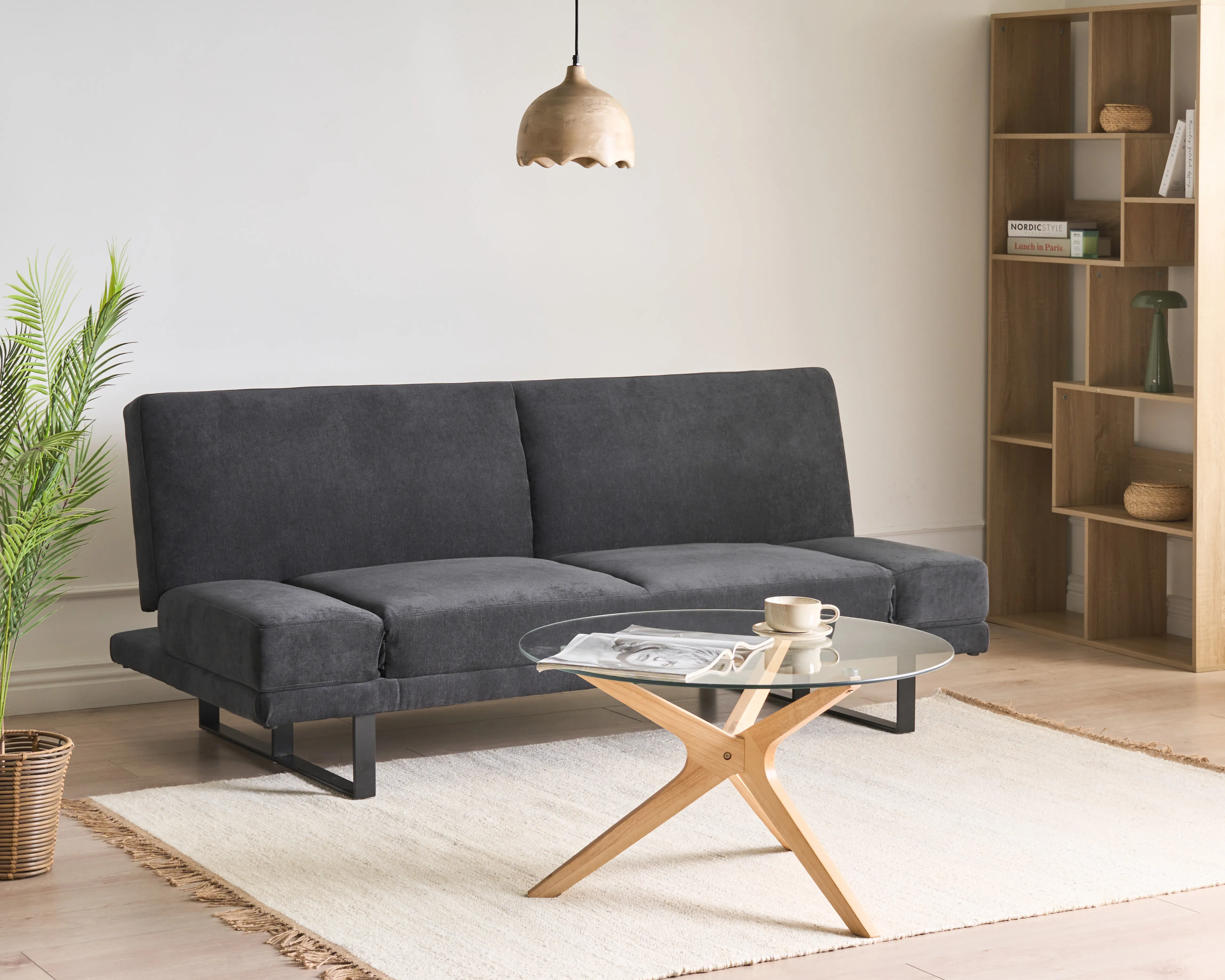 Sofa Bed 2 Seater YORK Chenille Black