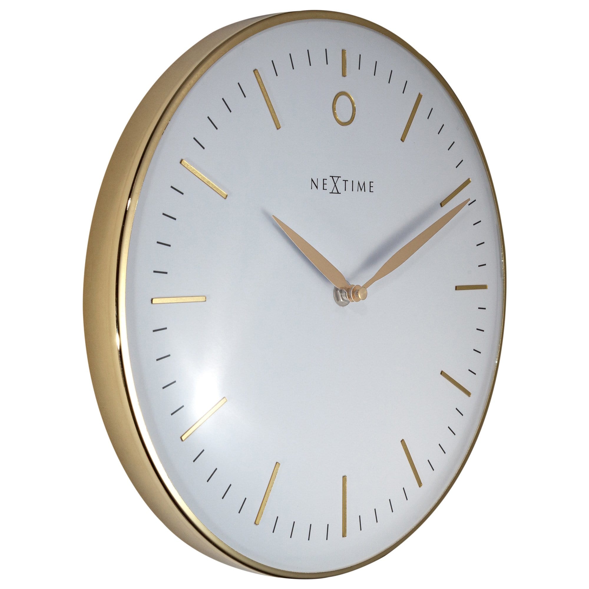 NeXtime - Design Wandklok - Geen Tikkend Geluid! - Goud Wit- 30cm -