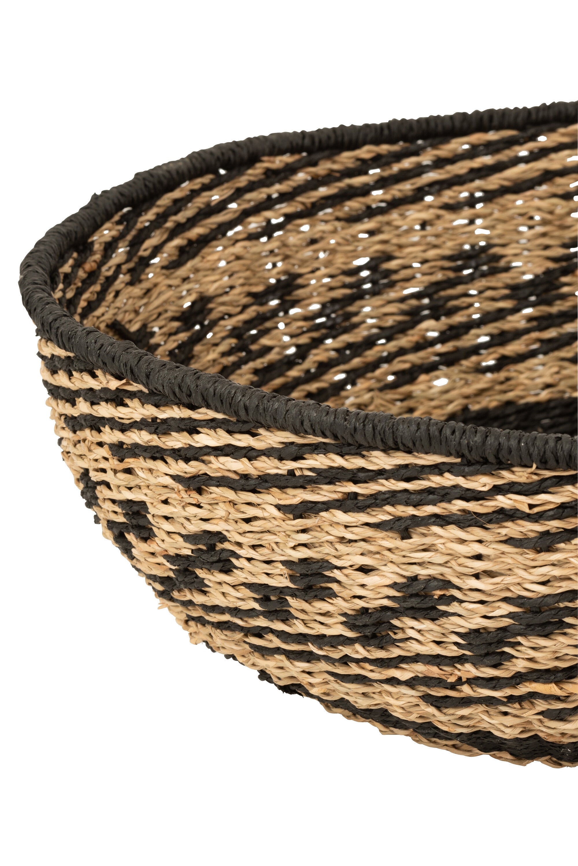 J-Line mand Laag - zeegras/jute - naturel/zwart - 2 stuks