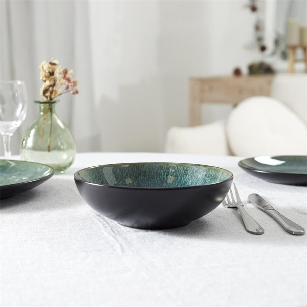 TALERZ DO ZUPY Elia 18,5 cm zielony CERAMICZNY retro
