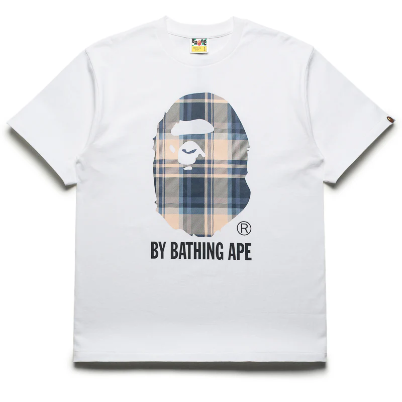 A Bathing Ape Bape Check By Bathing Ape Tee - White/Blue