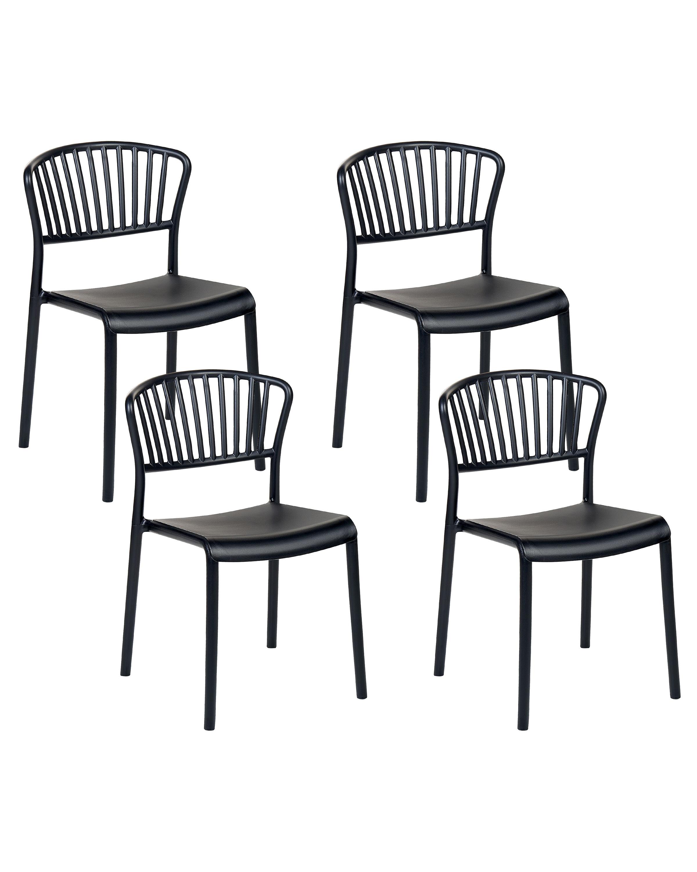 Set of 4 Garden Chairs GELA Black