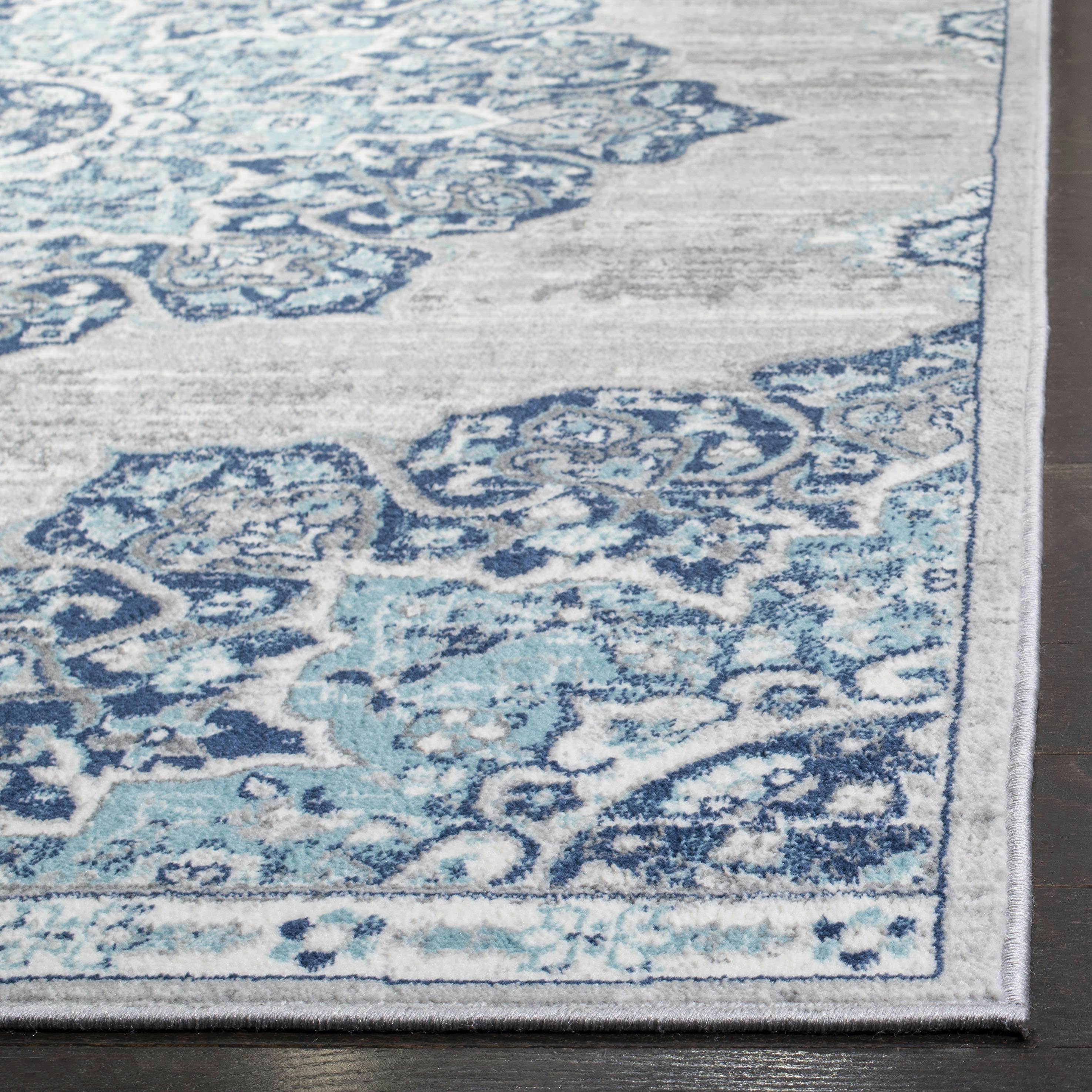 BRENTWOOD - Tapis de salon interieur en bleu marine & gris, 122 x 183 cm