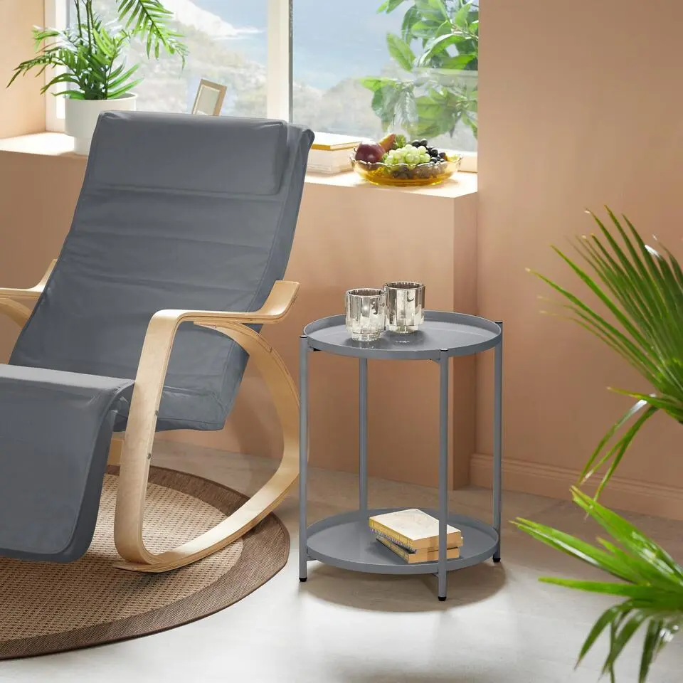 tectake Bijzettafel Oxford 45,5x45,5x53cm, Donkergrijs