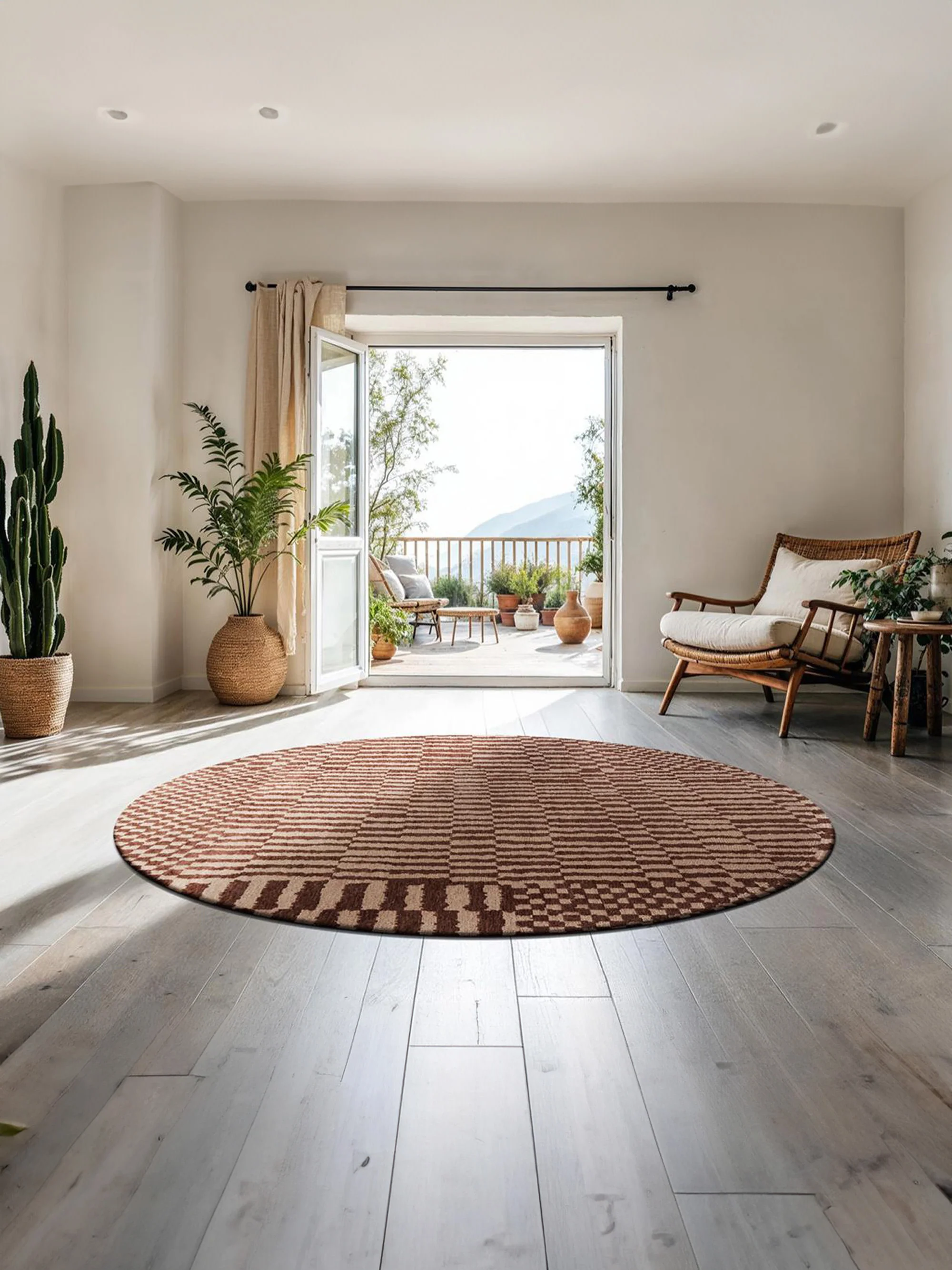 Waschbarer Runder Indoor & Outdoor-Jacquard-Teppich Berber