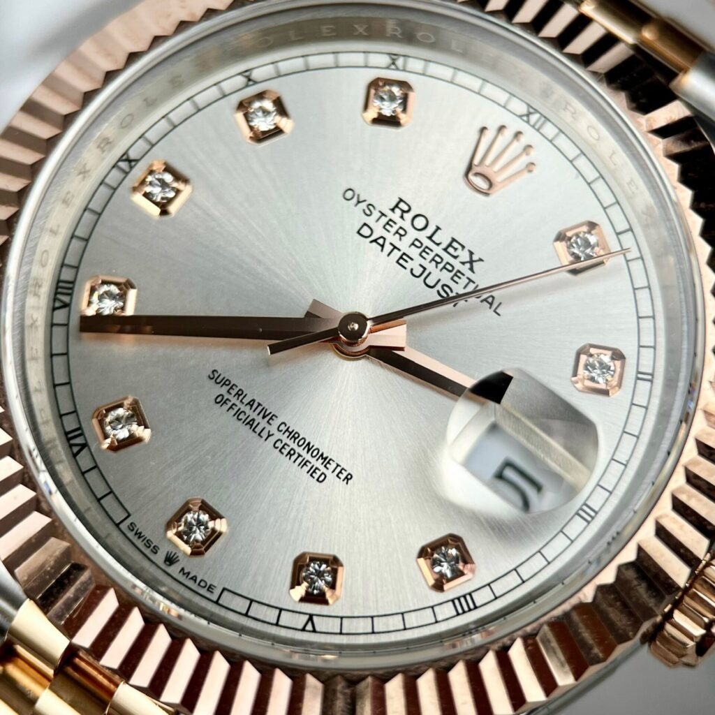 Rolex Datejust 126331 SS/RG Plated Silver Dial CZ Diamonds 41mm Jub Super Clone