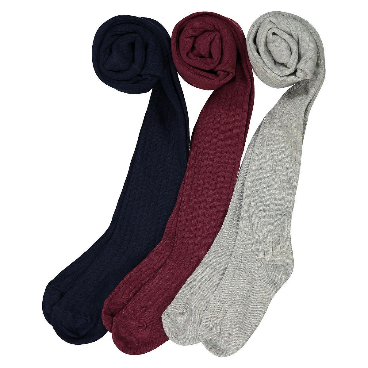 Lot de 3 collants unis côtelés