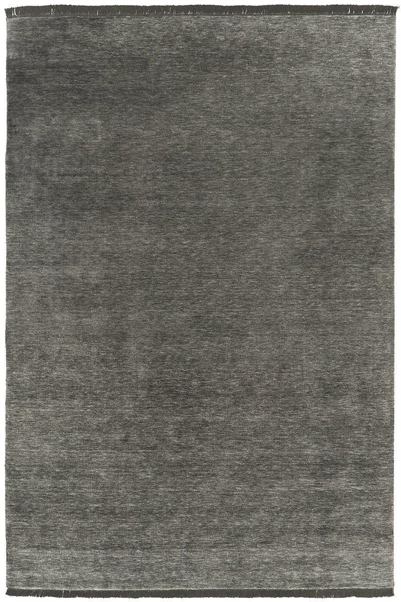 Luxury Handwoven New Zealand Wool Area Rug - Charcoal Gray Solid Minimalist Designer Floor Carpet