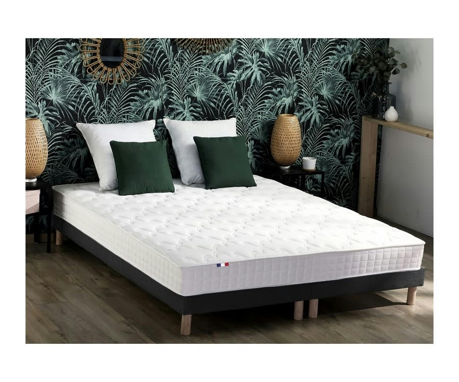ENSEMBLE AZUR - Ensemble matelas mémoire de forme sommier noir 160x200
