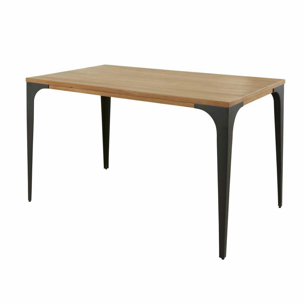 Metropolis Business - Table à manger professionnelle en manguier et métal noir L125