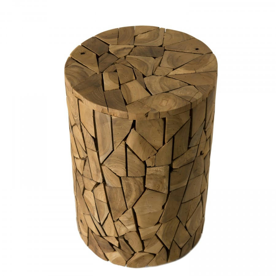SUZY - Table d'appoint ronde mozaïc en teck D30
