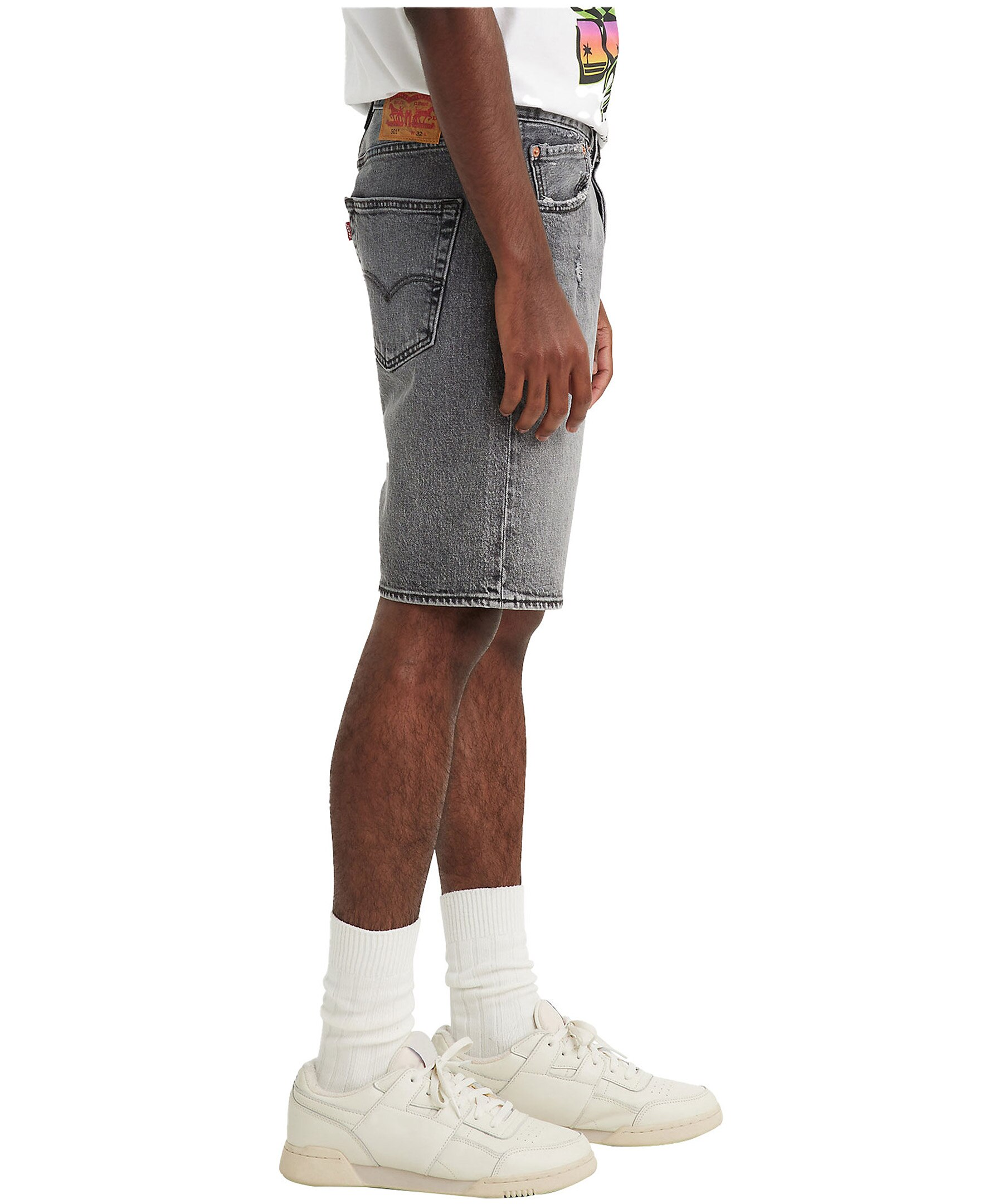 Levi's Men's 501 Mid Rise Hemmed Grey Days Stretch Denim Shorts