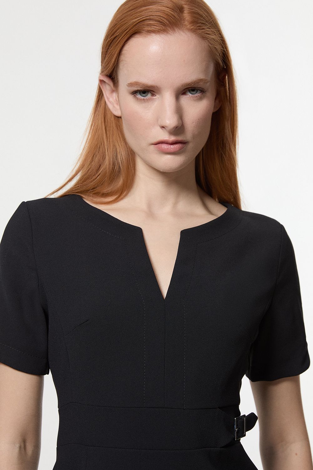 KarenMillen Forever Tailored Military Pleat Short Sleeve Mini Dress