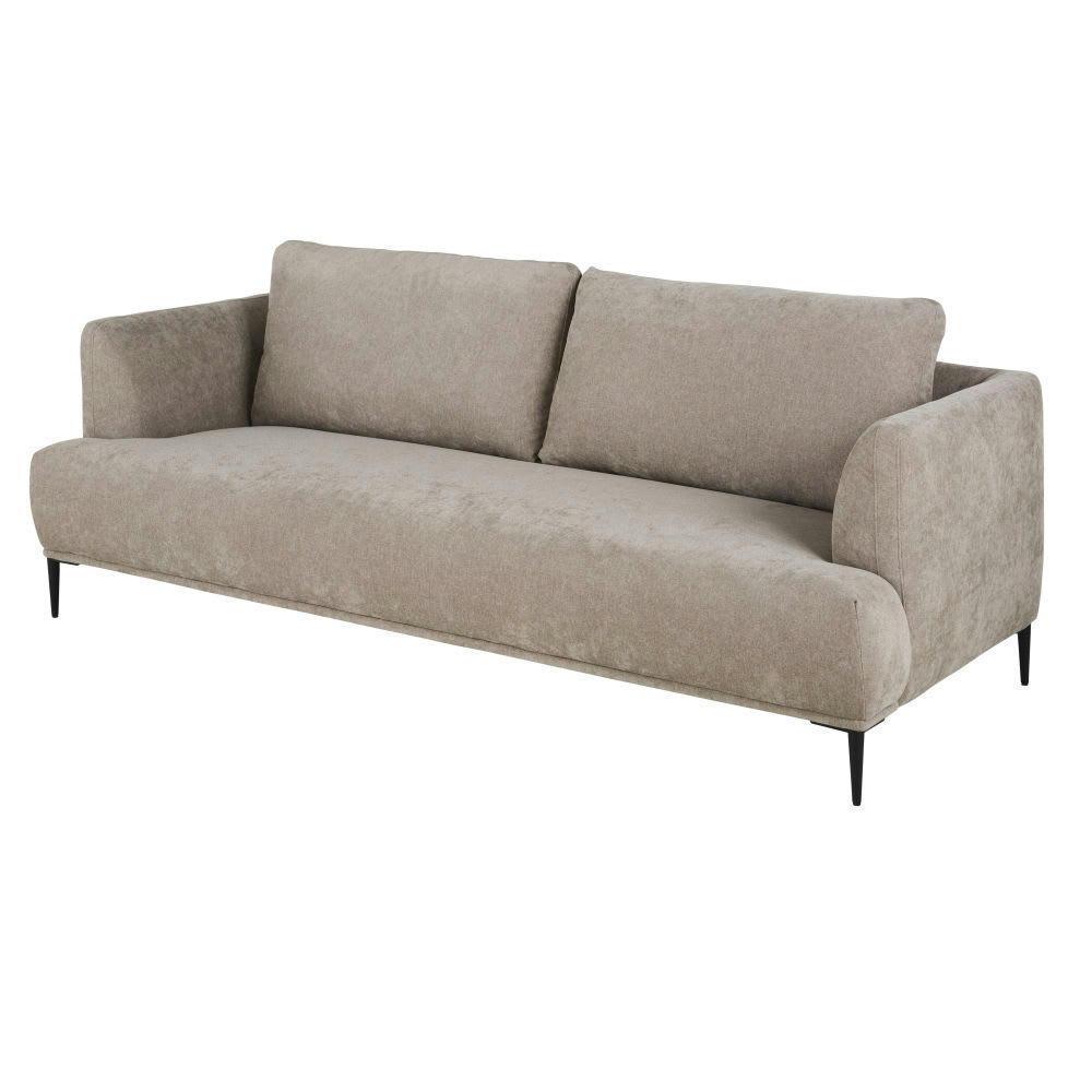 Benett - Canapé 3 places en velours beige