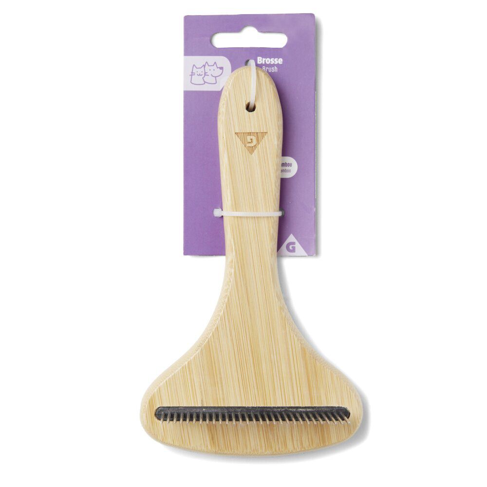Brosse animal fine bambou et inox