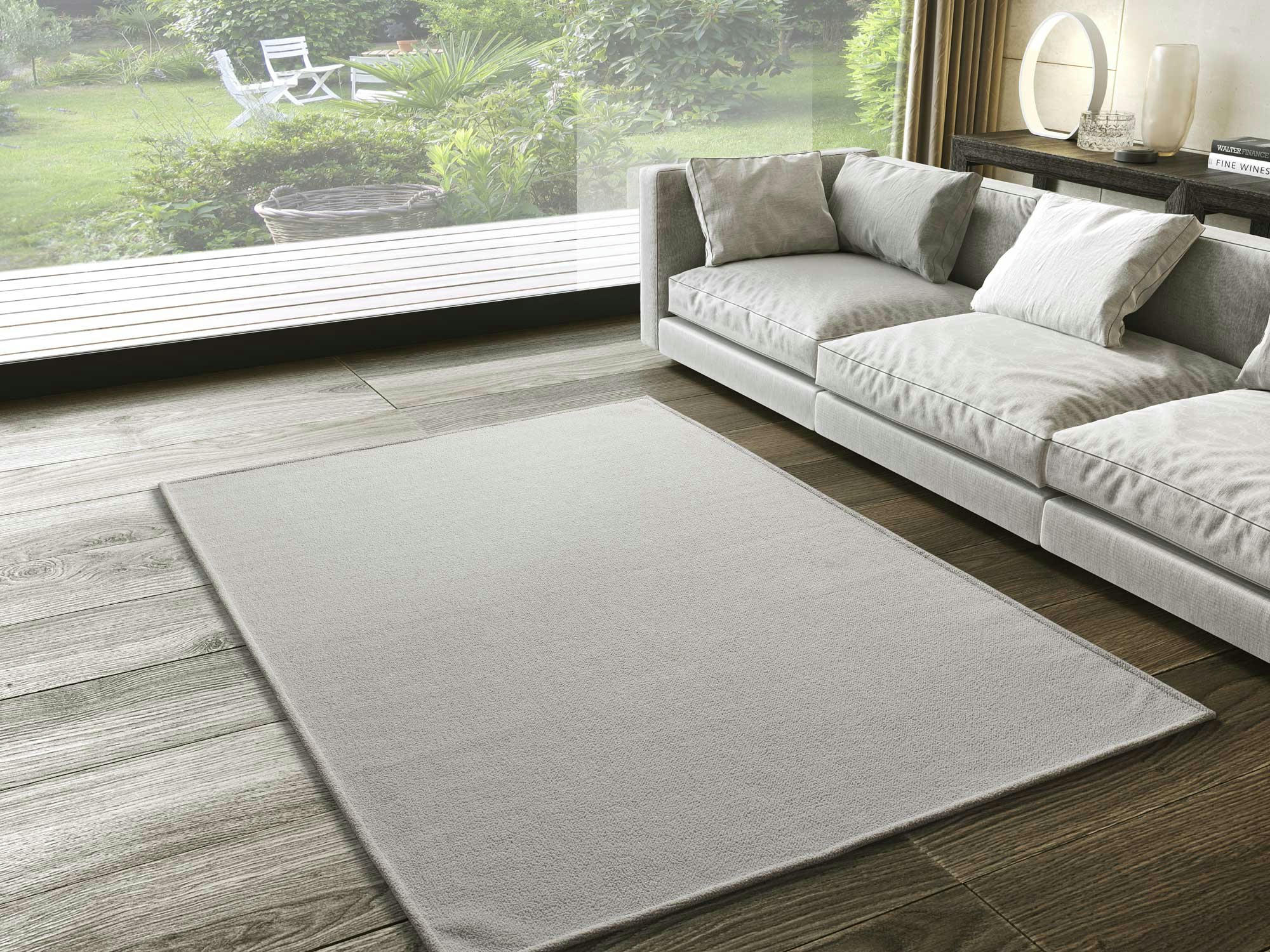 SAFFI - Tapis lavable au design neutre en blanc, 120X170 cm