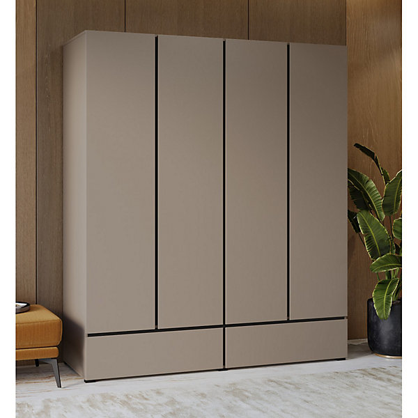 Armoire HAVANA 180 cmBeige et noir4 portes et 2 tiroirsElégance moderne et rangement XXL