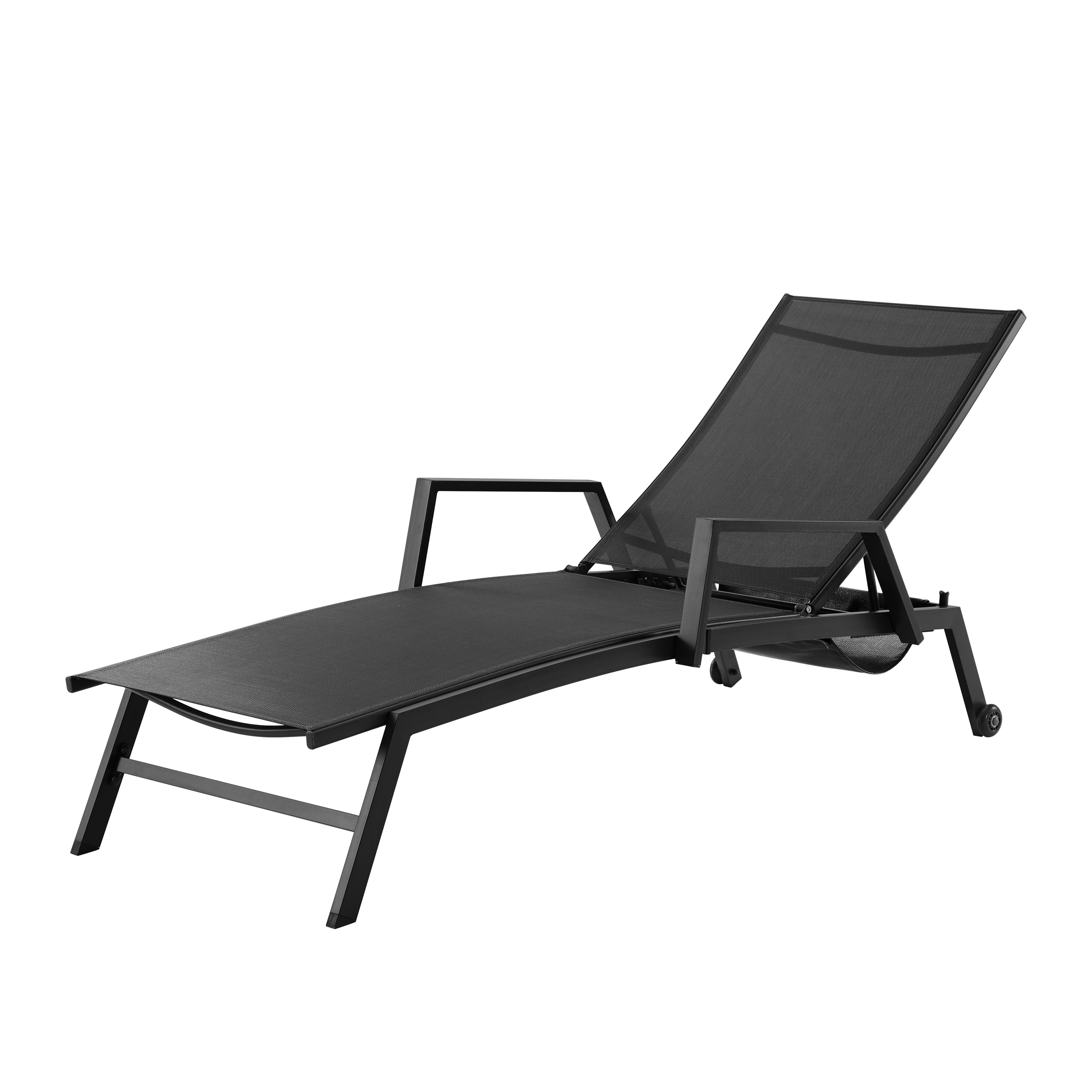 Corvus Sorrento Outdoor Sling Fabric Adjustable Chaise Lounge with Arms