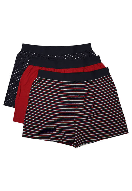 Mens 3pk Red Spot Print Loosefit Boxers