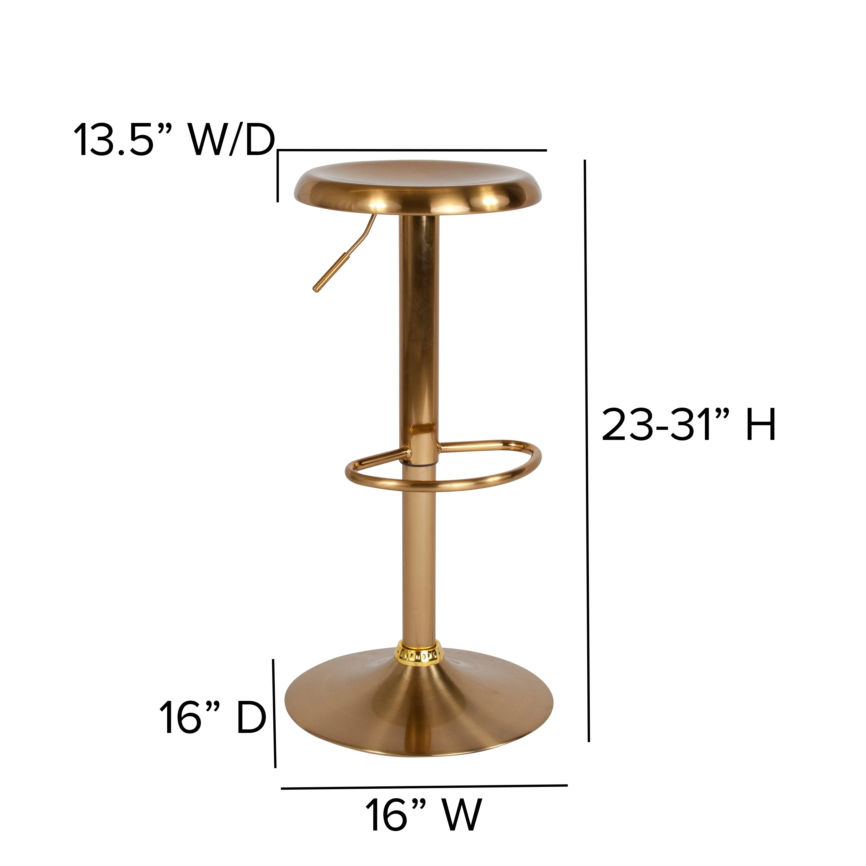 Adjustable Height Retro Barstool - 16W x 16D x 23 - 31H