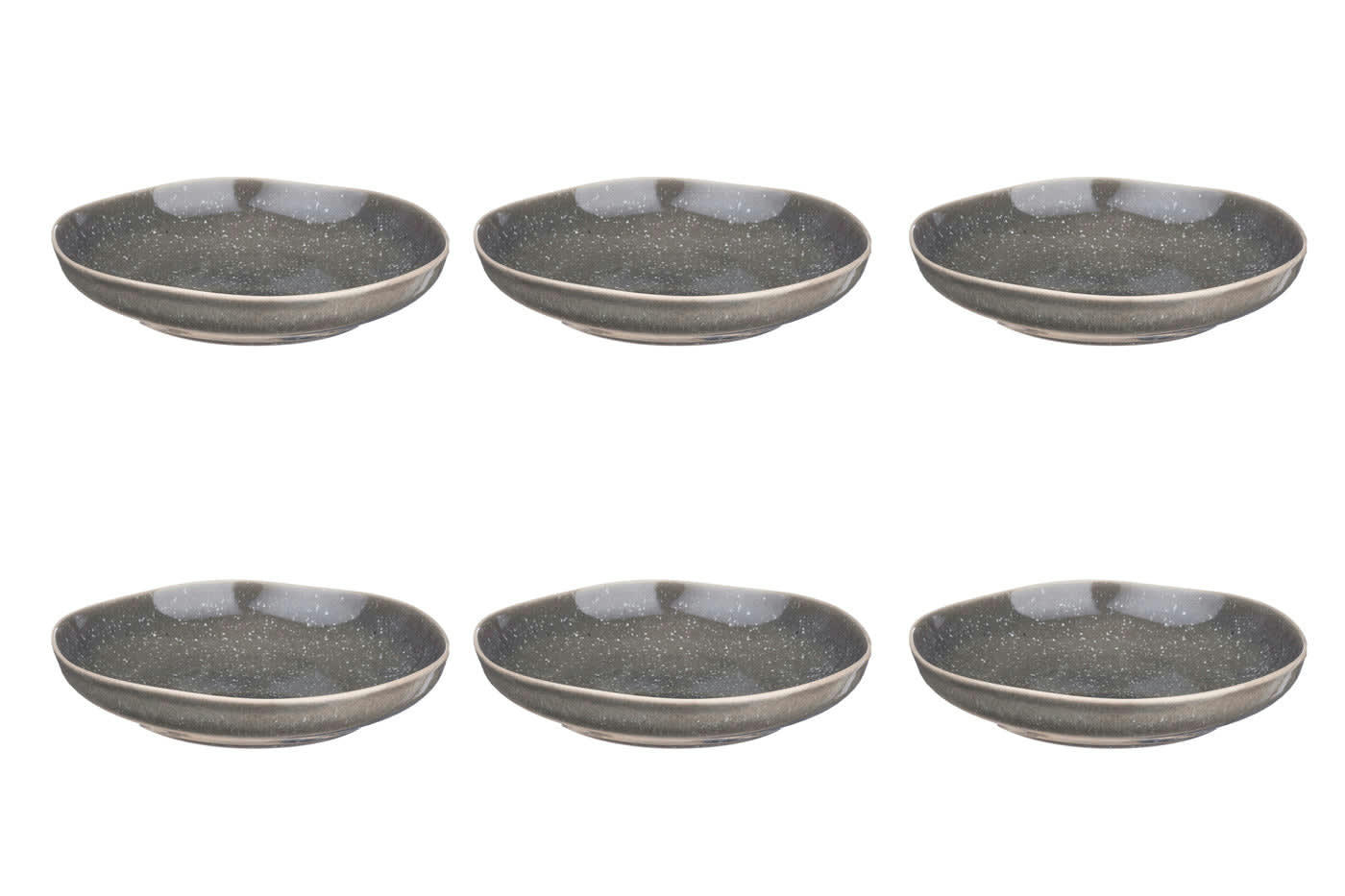 REACTIV - Lot de 6 assiettes creuses en grès gris D22.5