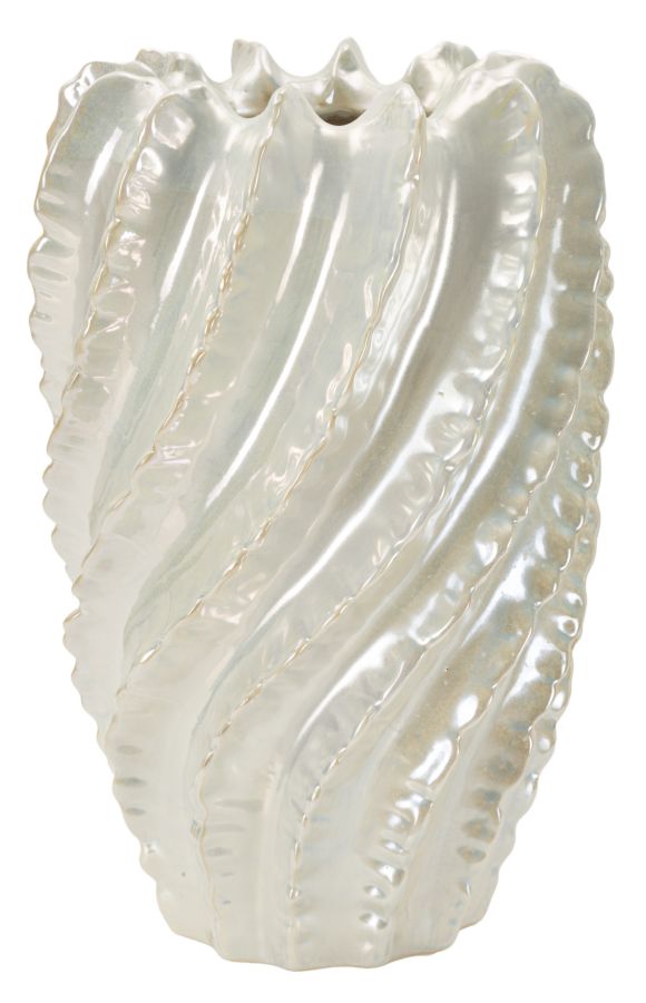 Parelmoerkleurige keramische vaas ø 30x48 cm