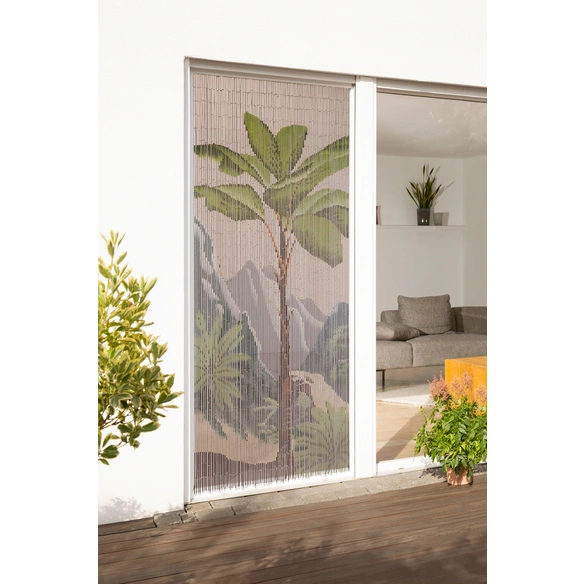 Vorhang, BxH: 90 x 200 cm, Tropical-Motiv, beige/grün