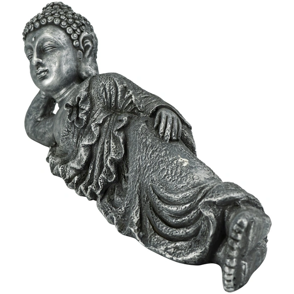 Buddha, BxH: 16 x 23,5 cm, Magnesia, grau/silberfarben