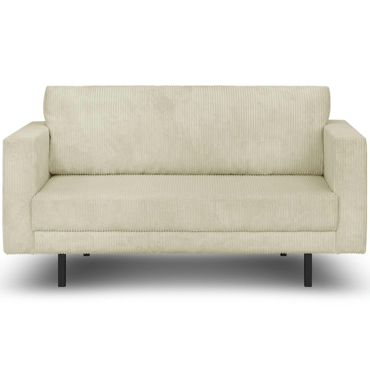 PIA - Canapé 2 places en velours côtelé Beige, pieds en métal noir
