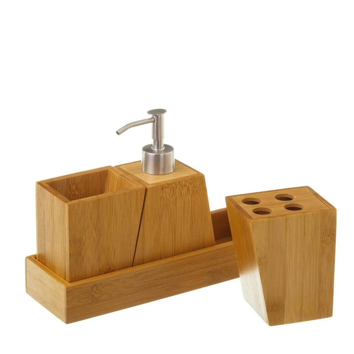 - Set bambou salle de bain distributeur savon