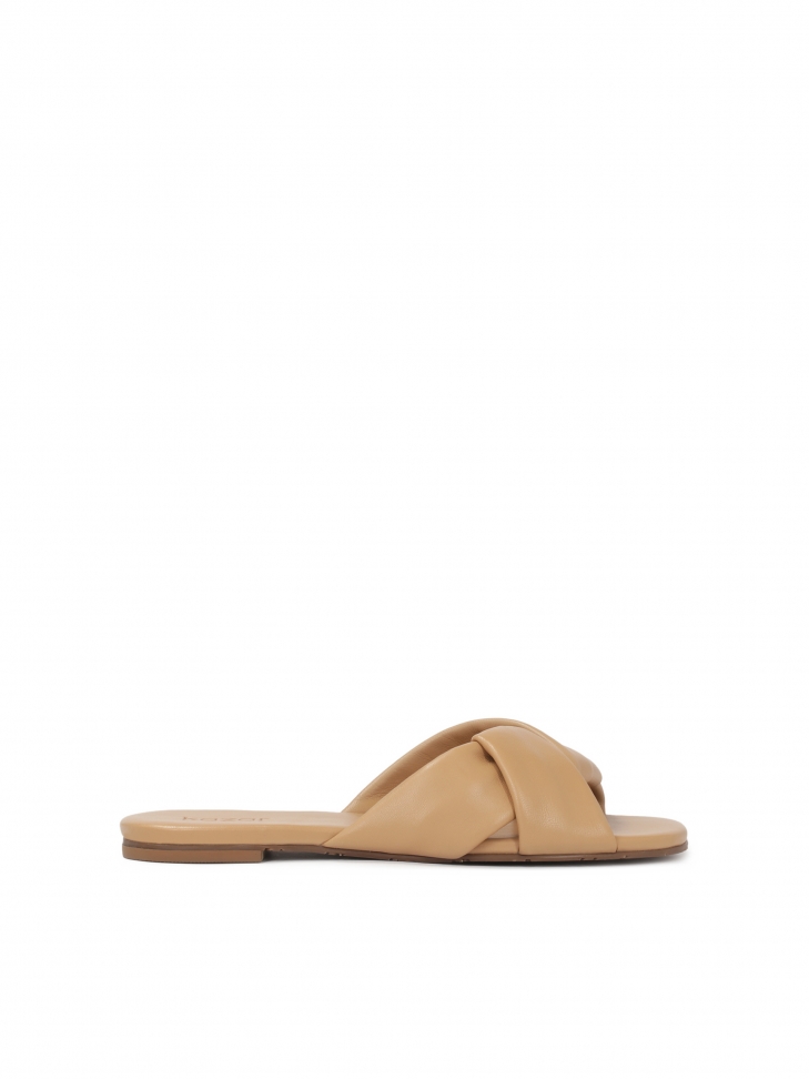 Beige slides with soft straps