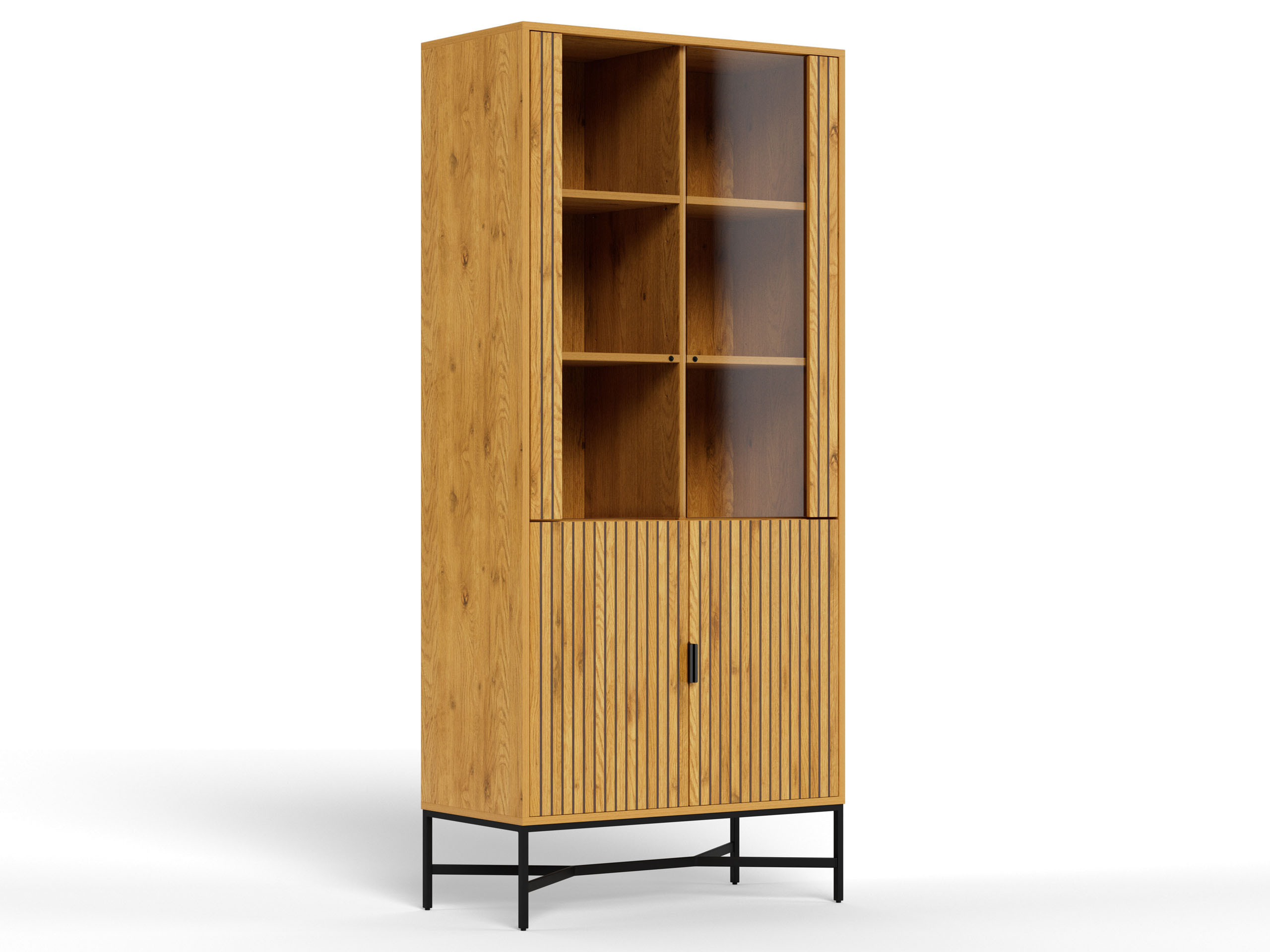 Witryna szklana Lamel loft Oak 180x80 cm z drzwiczkami