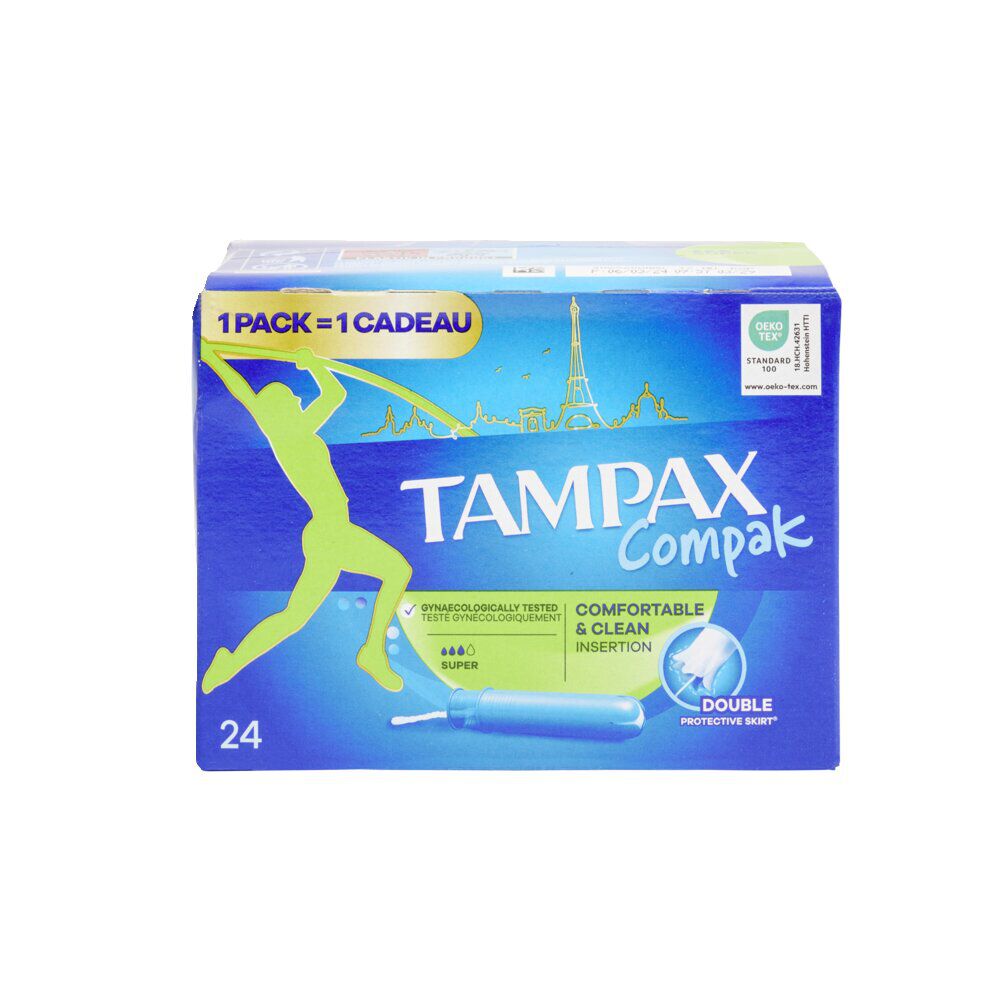 Tampon avec applicateur Tampax Super - La boÎte de 24 tampons