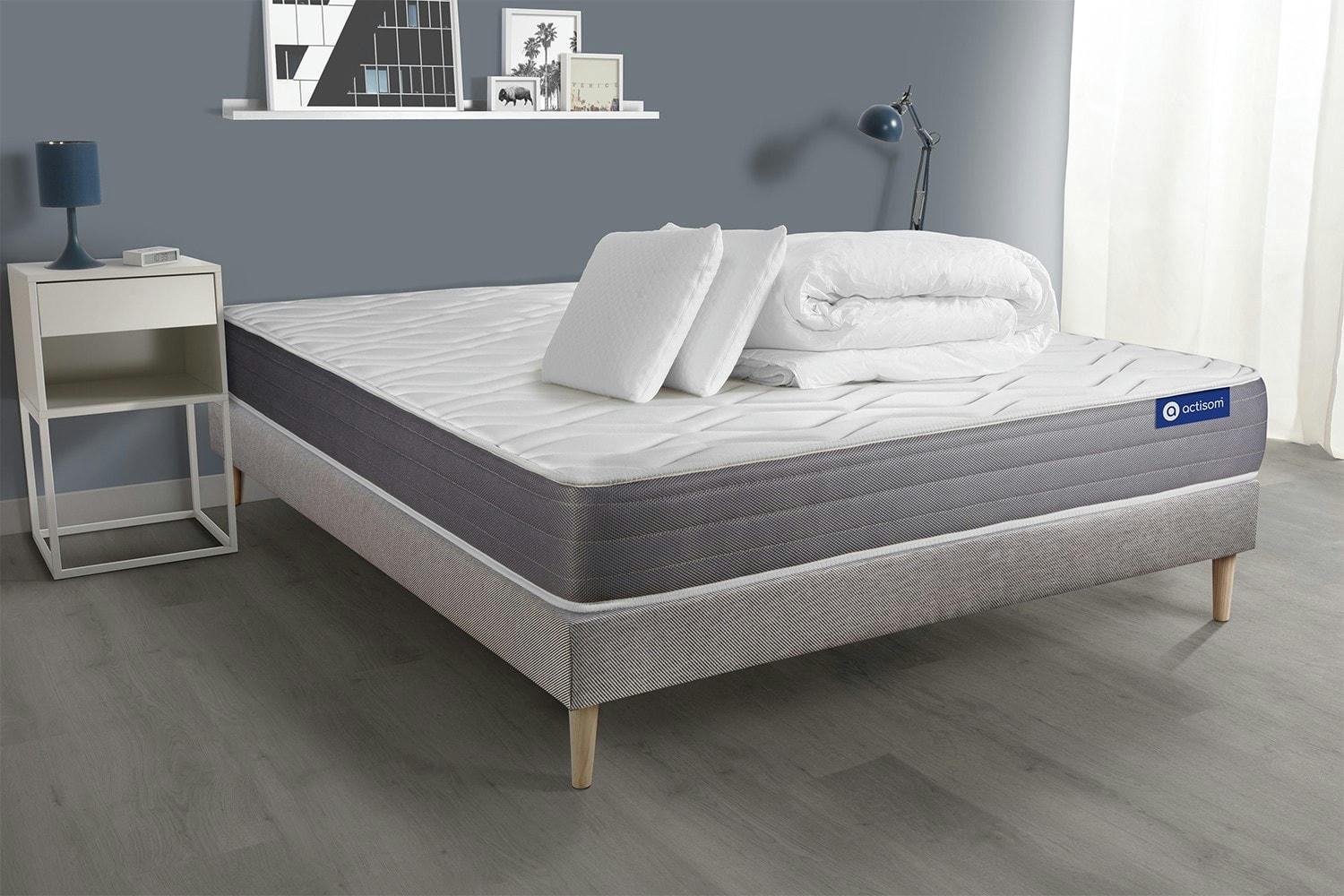 ACTIFLEX DREAM - Pack prêt à dormir 160x200 cm sommier kit gris