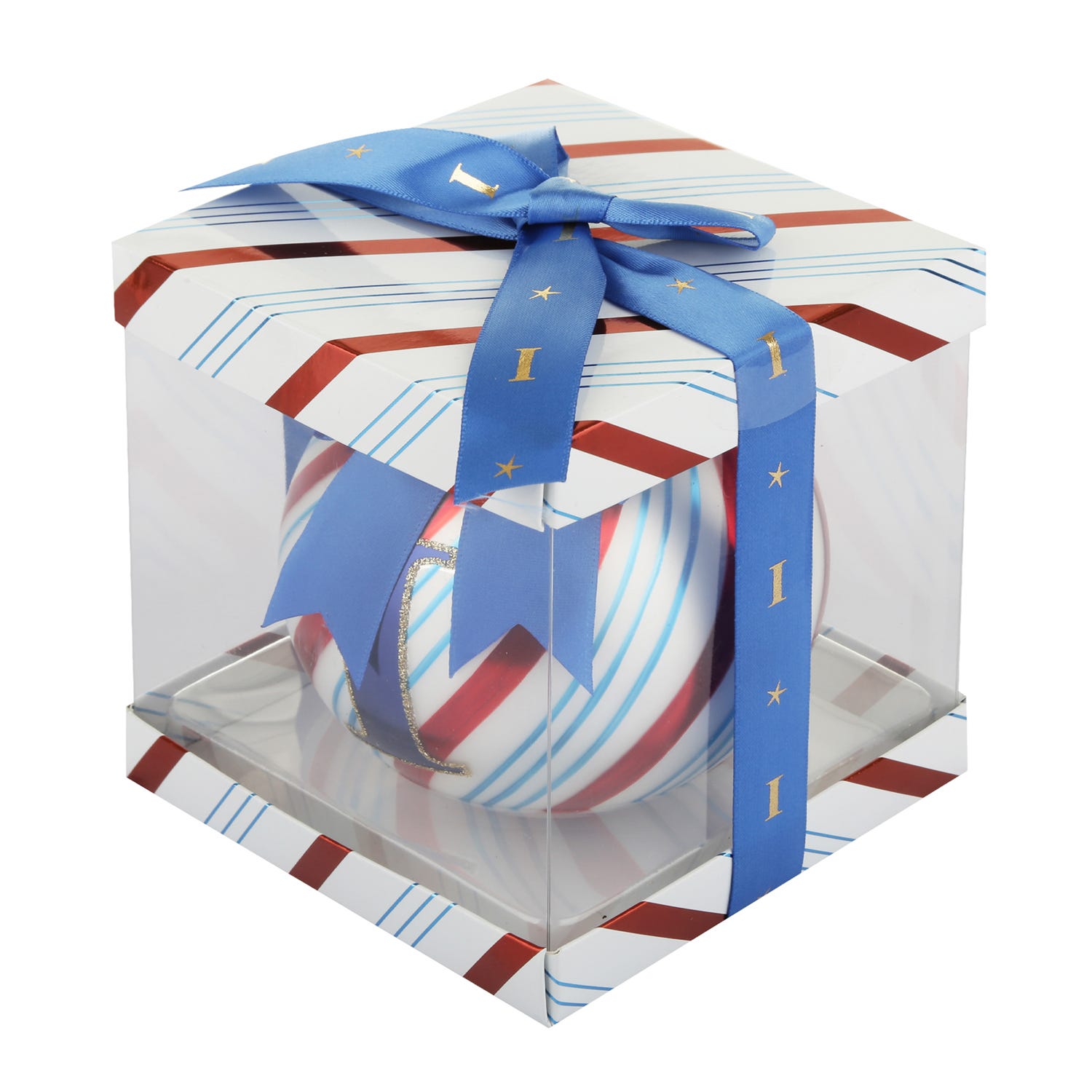 Pallina Natale con lettera I 10 cm Circus blu