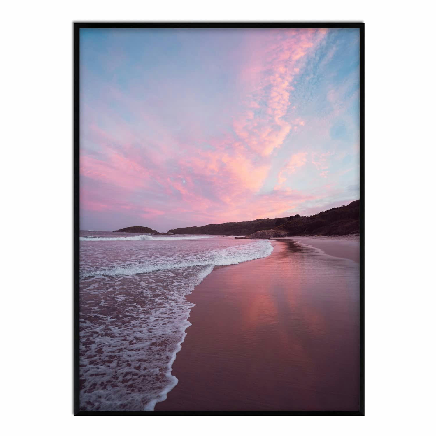 CIELO - Affiche avec cadre noir - Coucher de soleil sur la plage - 30x40